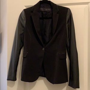 Zara leather sleeve blazer